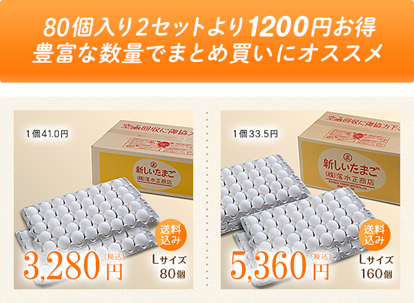 送料込み「業務用卵」Lサイズ160個入り 5,360円 白玉新鮮卵